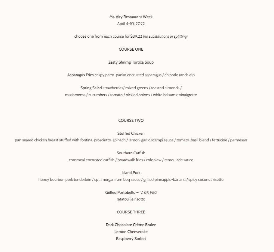 BOLDER food drink RW Menu